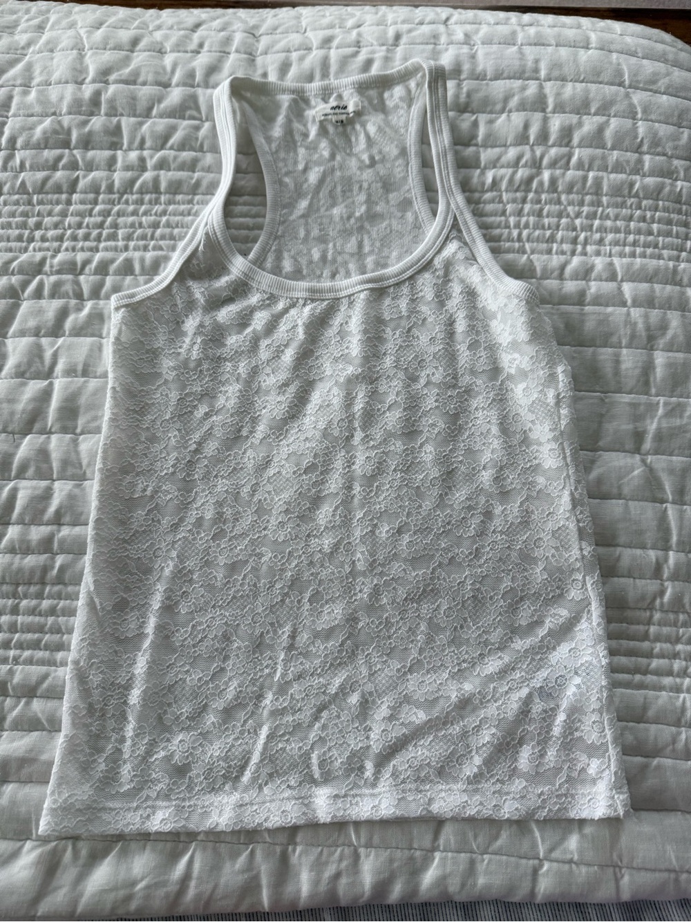 American Eagle Outfitters White Lace Racerback Tank